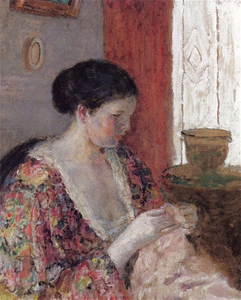 La moglie dell'artista che cuce